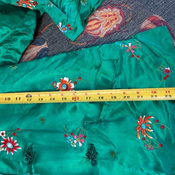 Stunning Emerald Green Vintage Plum Blossoms embroidered silk Jacket 34 - Picture 6 of 7